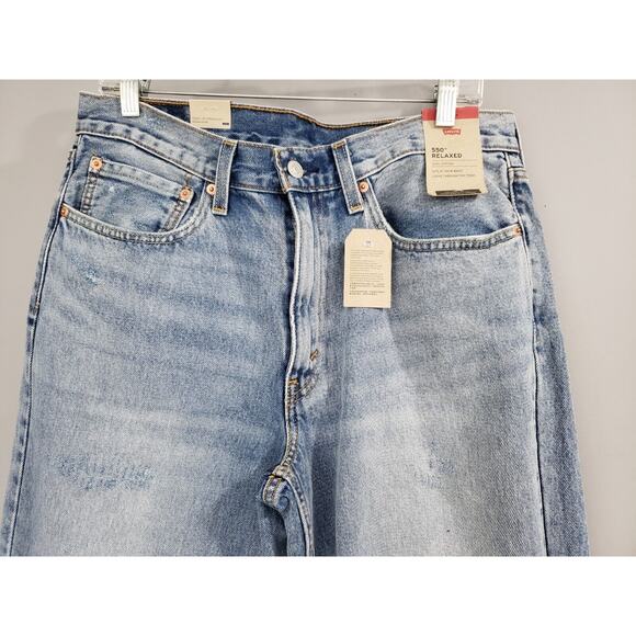 NEW - Mens Levi’s 550 Denim Jeans Relaxed Taper Sz 34 x 30 Distressed Blue - Picture 3 of 7